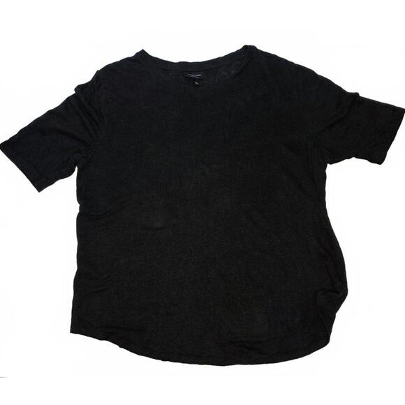 Who What Wear Black Boxy Linen Short Sleeve Top XL  Basic Capsule Casual Chic - Picture 3 of 7